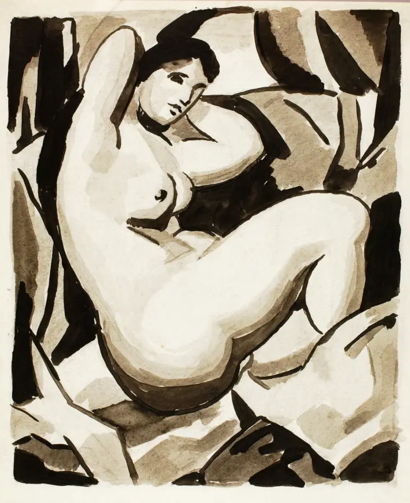 Sittande kvinnlig nakenstudie av Carl Newman