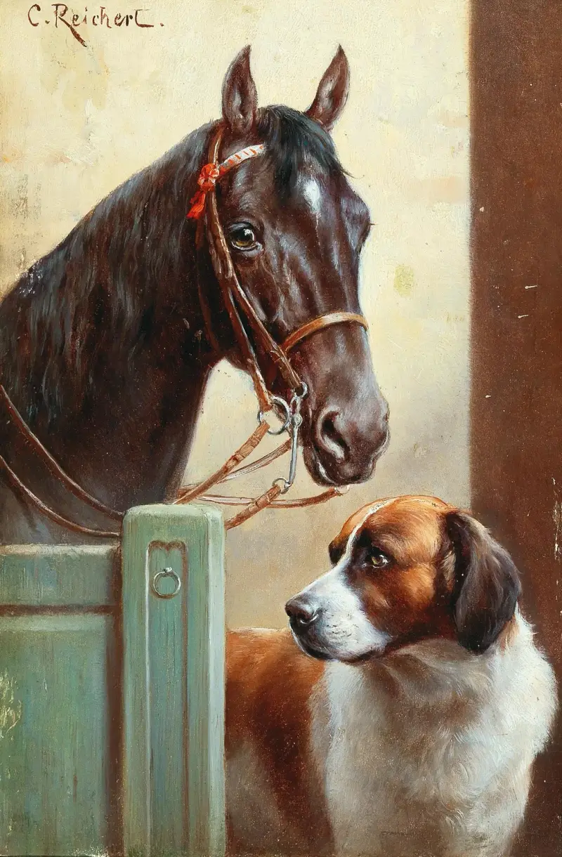 Vänner, en vik och en St Bernard i ett stall av Carl Reichert