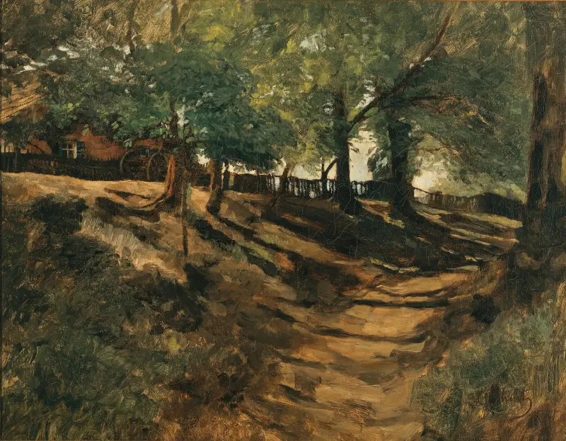 A Farmstead on a Country Road av Carl Schuch