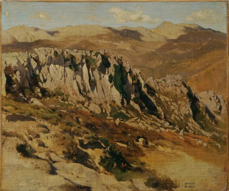 Felsenlandschaft bei Olevano av Carl Schuch