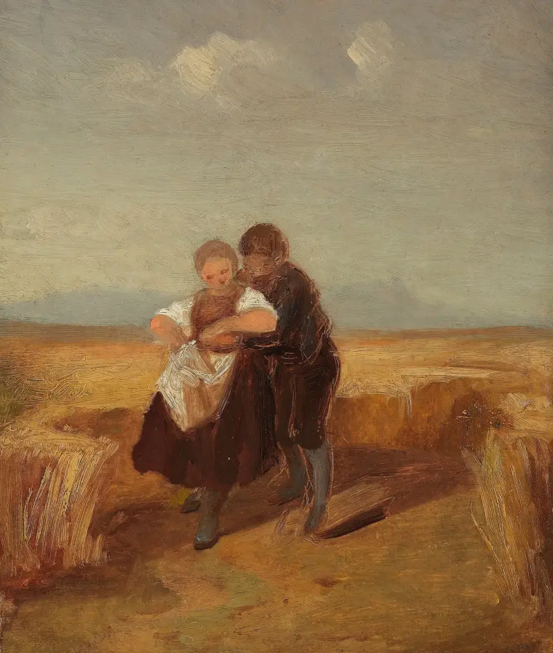 Pojke och flicka i vetefältet av Carl Spitzweg