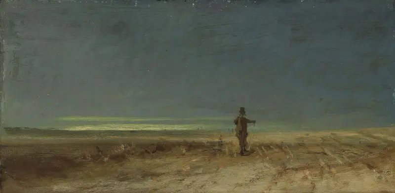 Slättlandskap med fågelskrämma av Carl Spitzweg
