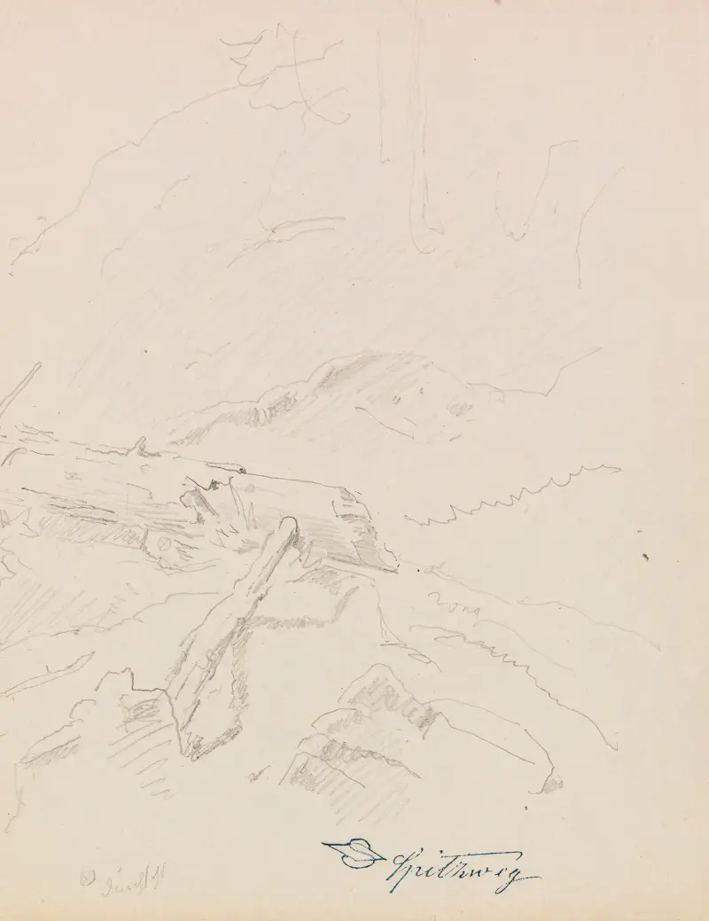 Omkullvält vädergran av Carl Spitzweg