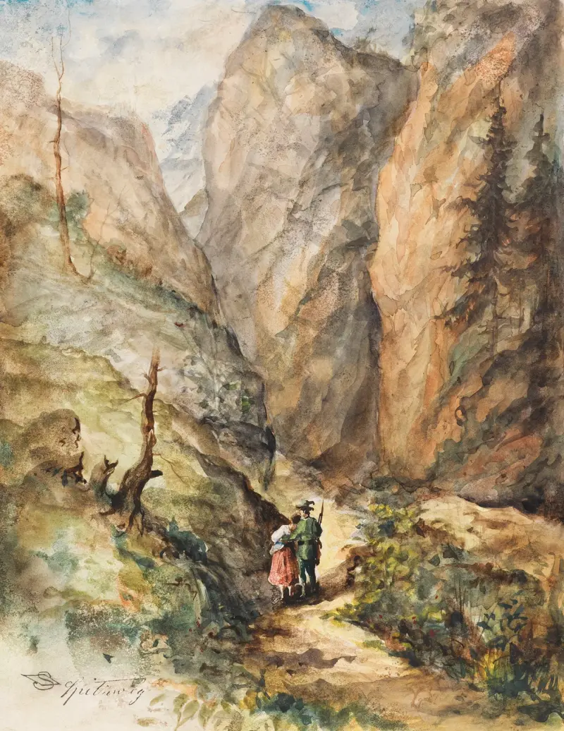 Lovec a dívka, Carl Spitzweg
