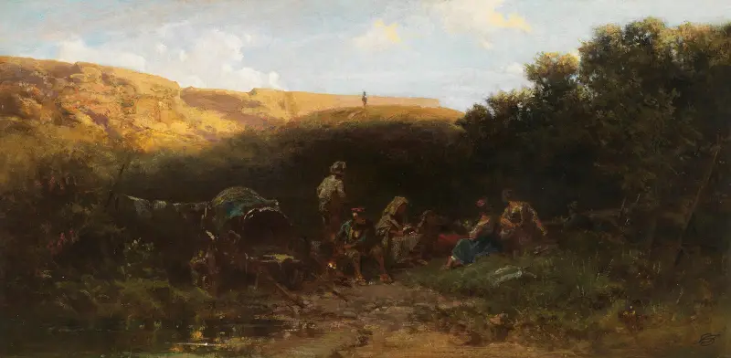 Lagernde Karrner (Rast der Streuner) von Carl Spitzweg
