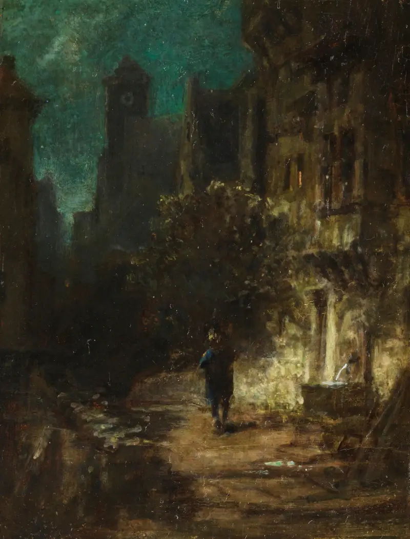 Nachtwanderer im Mondschein von Carl Spitzweg