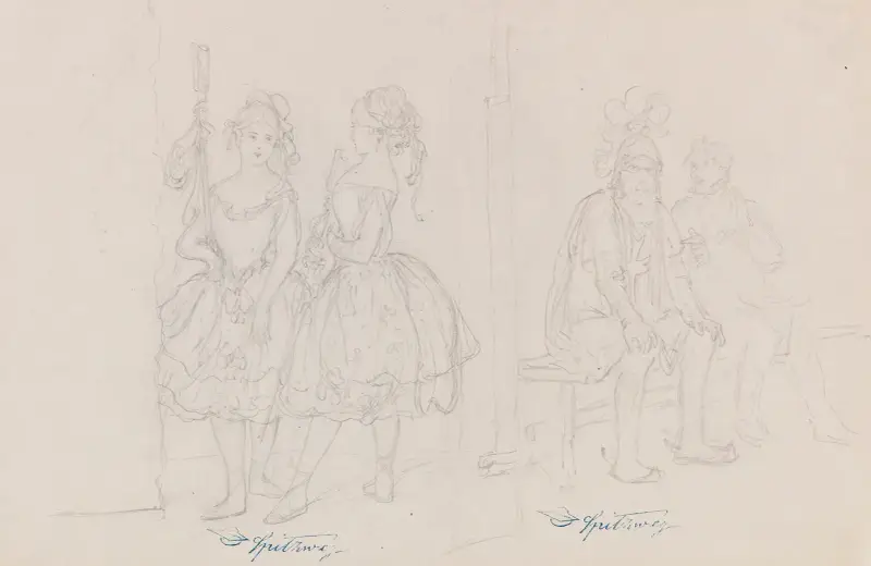 Dansare bakom kulisserna av Carl Spitzweg