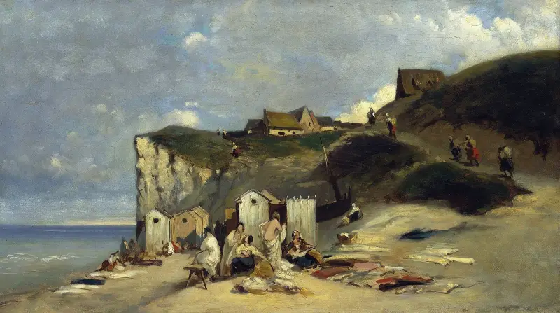 Woman bath in Dieppe I av Carl Spitzweg