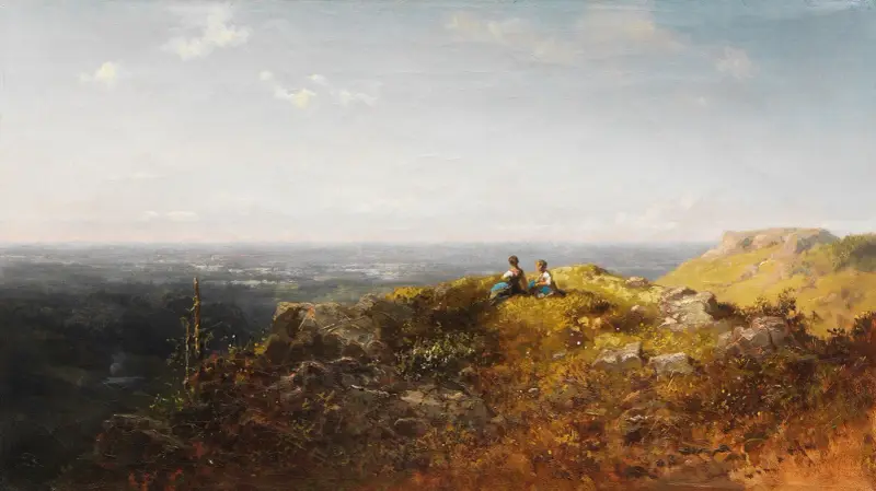 Två dirndl på almen av Carl Spitzweg