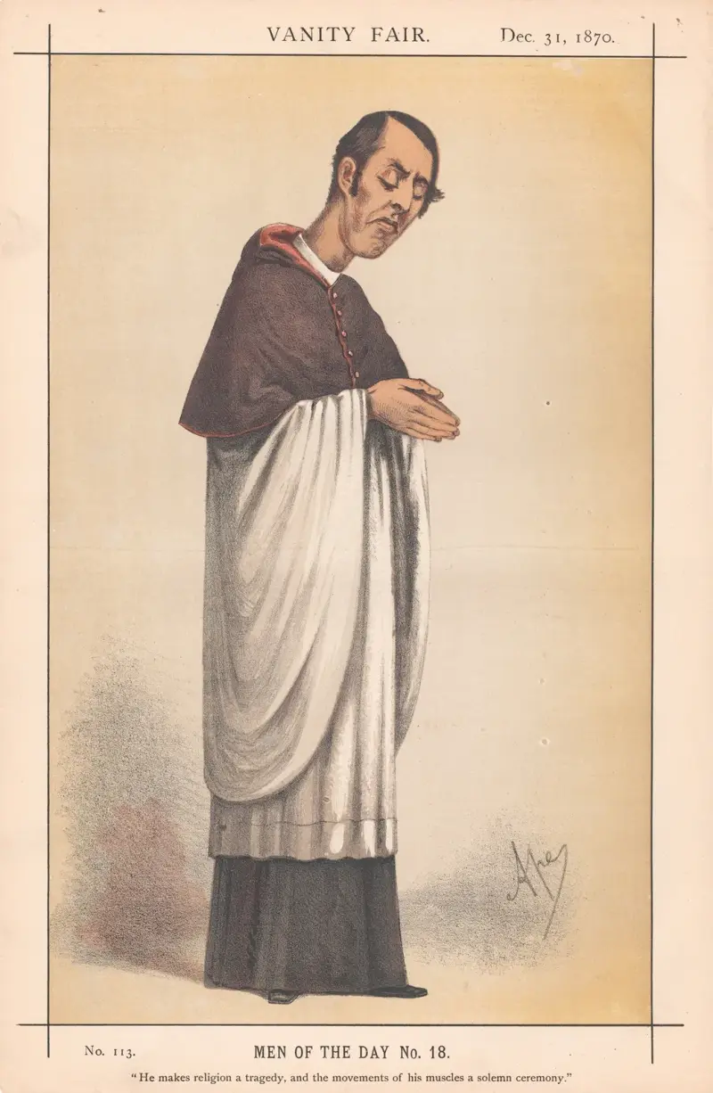 Clergy. ‘He makes religion a tragedy, and the movement of his muscles a solemn ceremony.’ Mackonchie. 31 December 1870 av Carlo Pellegrini