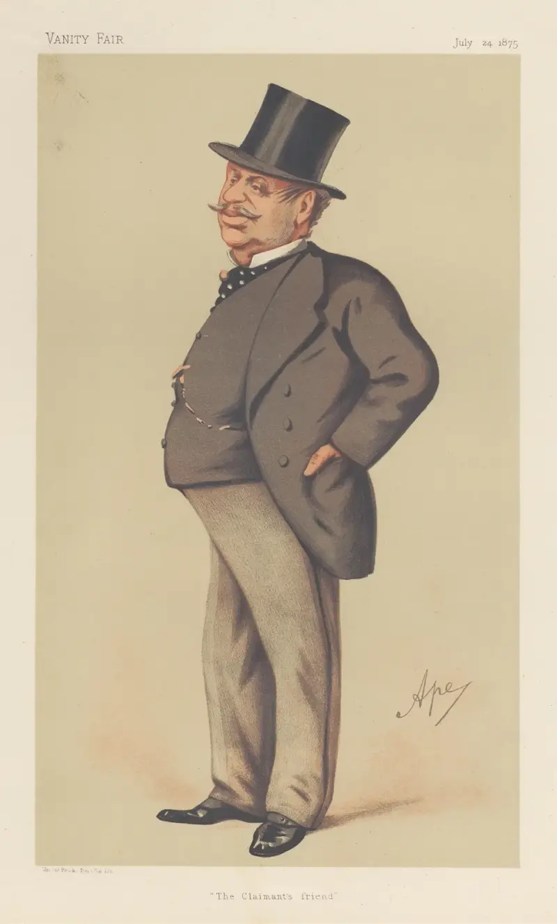 Legal; ‚The Claimant’s Friend‘, Mr. Guildford James Hiller Mainwaring-Ellerker Onslow, 24. Juli 1875 von Carlo Pellegrini