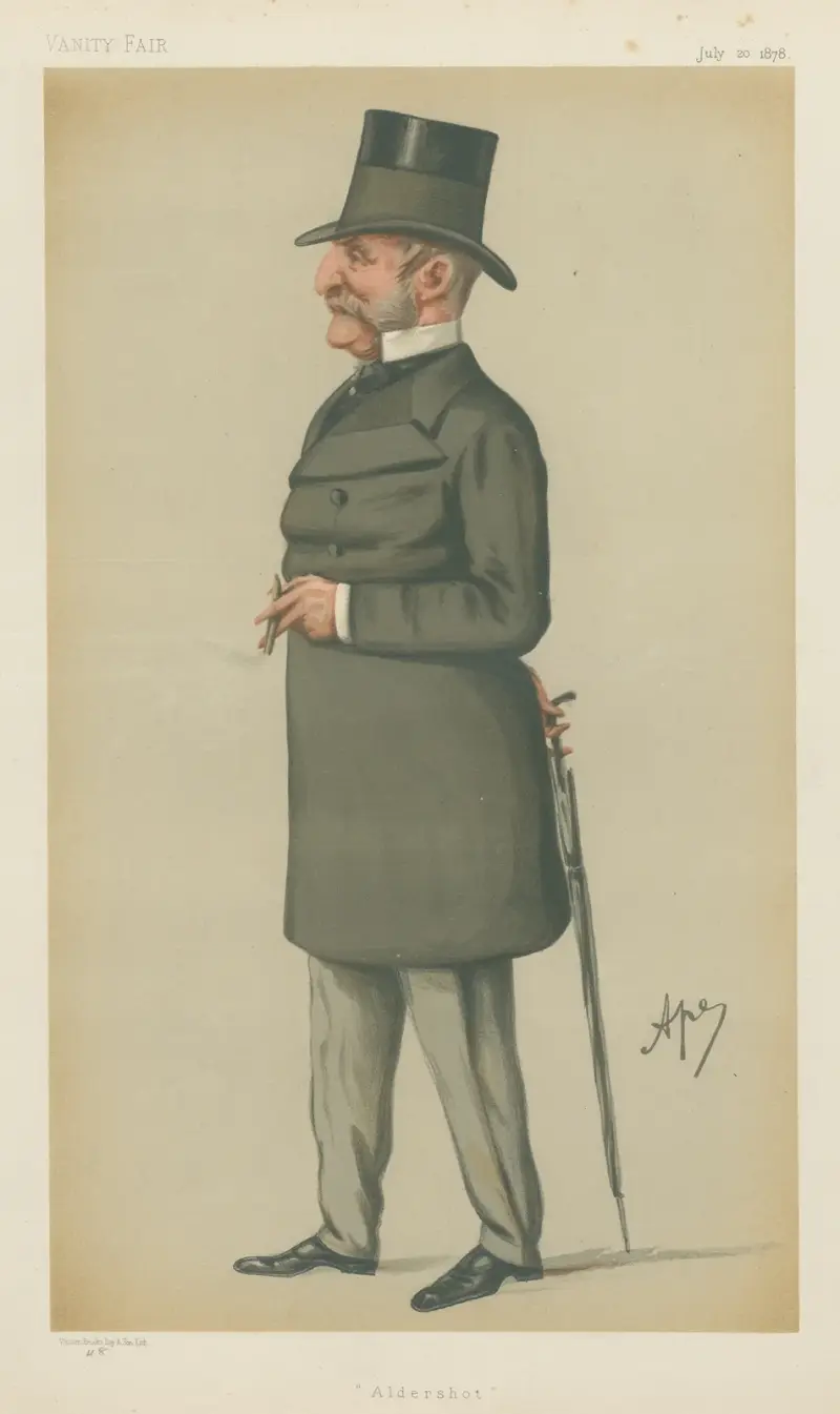 Military and Navy; ‘Aldershot’, General Sir Thomas Montagu Steele, July 20, 1878 av Carlo Pellegrini
