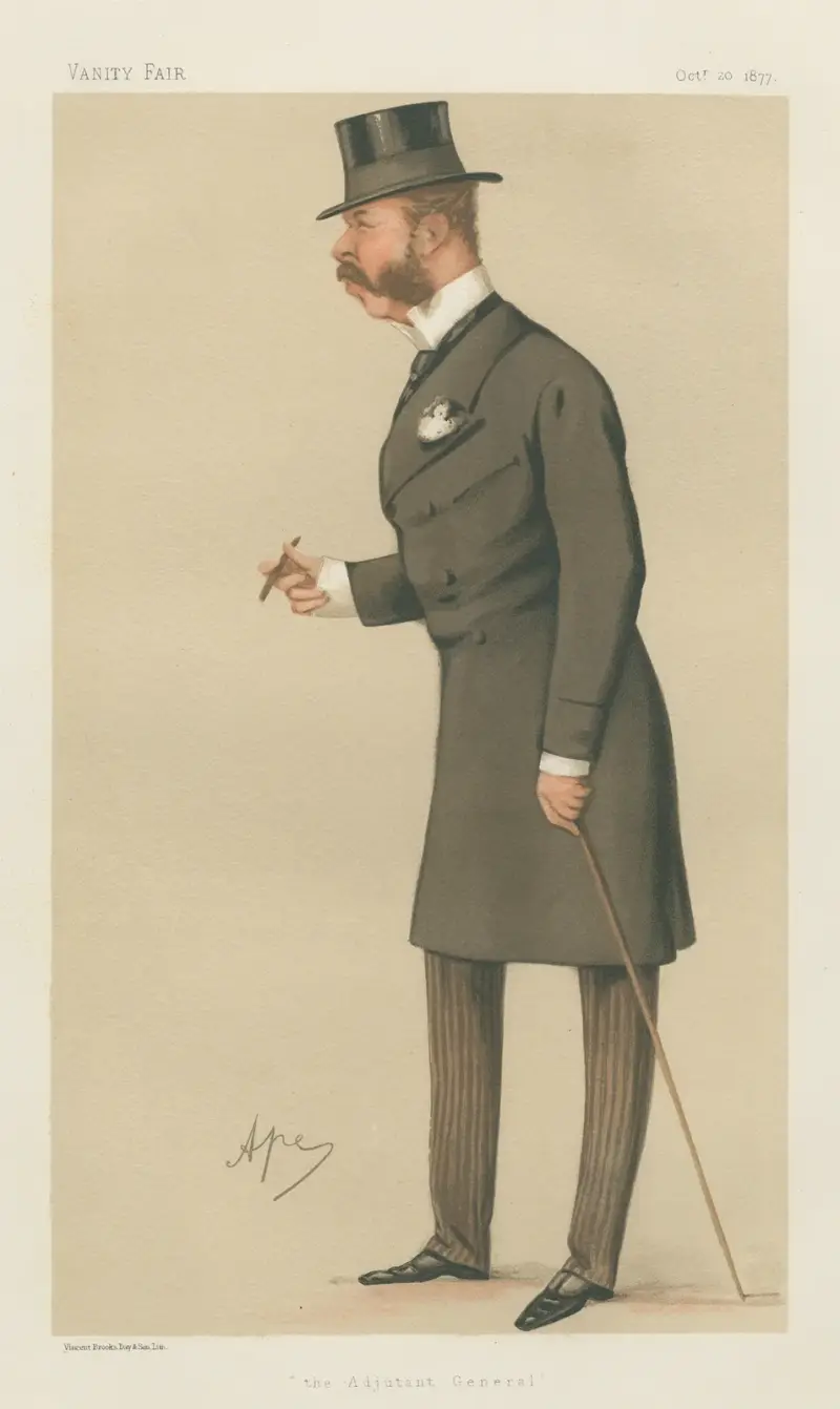 Militär och flotta; 'The Adjutant General', general Sir Charles Henry Ellice, 20 oktober 1877 av Carlo Pellegrini