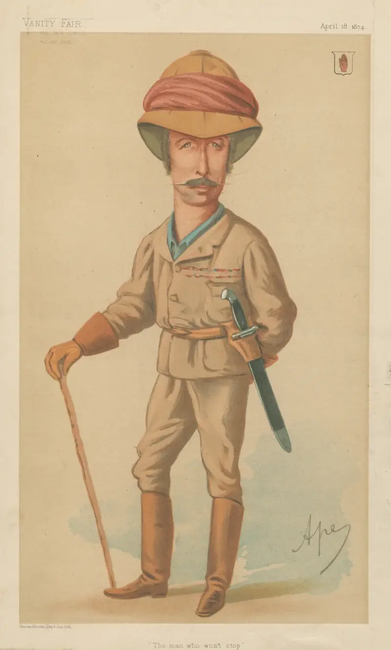 Vojsko a námořnictvo; „Muž, který se nezastaví“, sir Garnet J. Wolseley, 18. dubna 1874, Carlo Pellegrini
