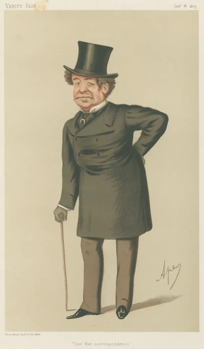 Tidningsmän; 'Vår krigskorrespondent', Mr. William Howard Russell, 16 januari 1875 av Carlo Pellegrini