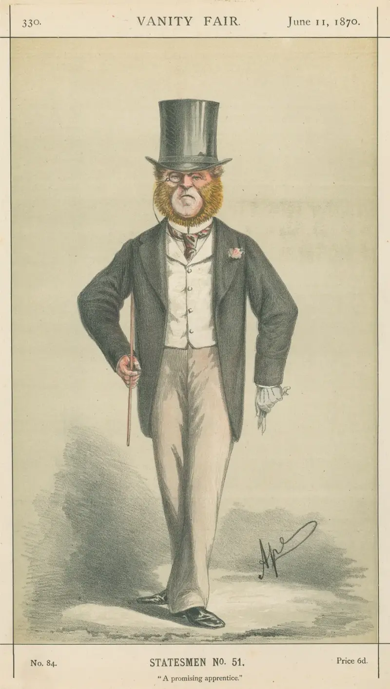 Politicians – ‘A promising Apprentice’. Mr. E.N. Knatchbull-Hugessen. 11 June 1870 av Carlo Pellegrini