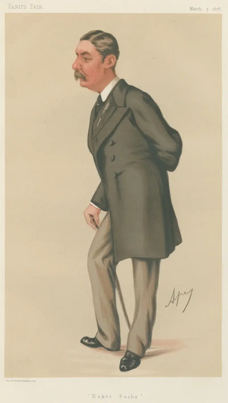 Politiker – „Baker Pasha“. Generalleutnant Valentine Baker Pasha. 9. März 1878 von Carlo Pellegrini