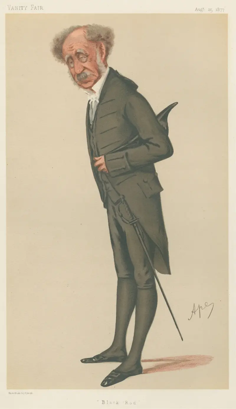 Politicians – ‘Black Rod’. Gen. The Rt. Hon. Sir William Thomas Knollys. 25 August 1877 av Carlo Pellegrini