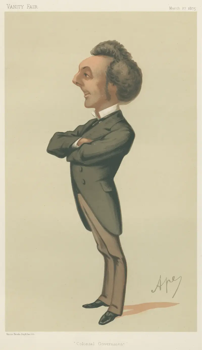 Politiker – 'Kolonialregering'. Hans Excellens Guvernör Pope Hennessy. 27 mars 1875 av Carlo Pellegrini