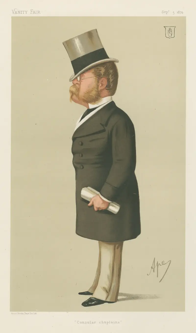 Politicians – ‘Consular chaplains.’ Sir Henry Drummond Wolff. 5 September 1874 av Carlo Pellegrini