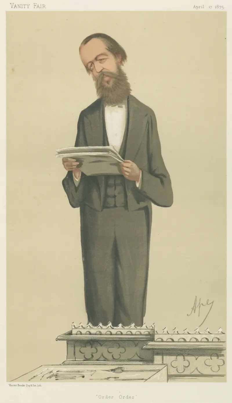 Politicians – ‘Order, Order’. Mr. Henry Cecil Raikes. 17 April 1875 av Carlo Pellegrini