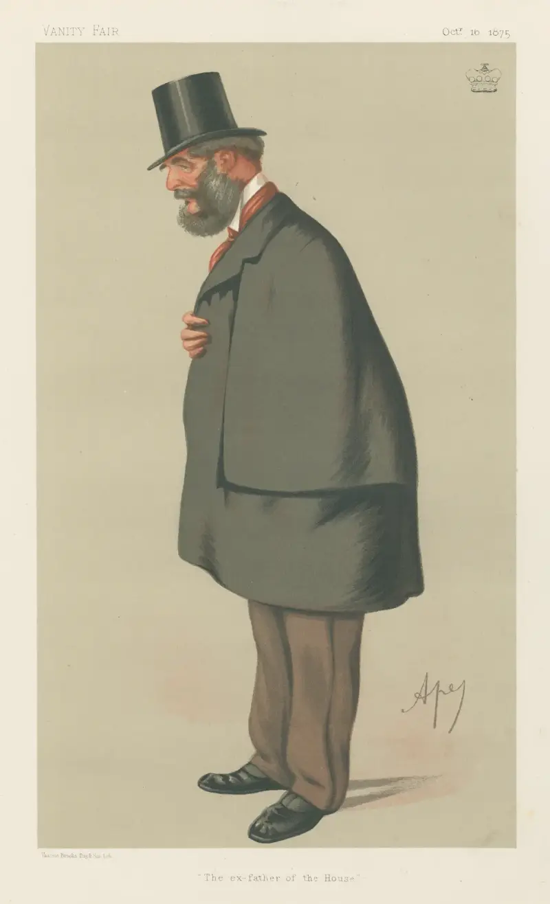 Politici – Bývalý otec Sněmovny. Lord Forester. 16. října 1875, Carlo Pellegrini