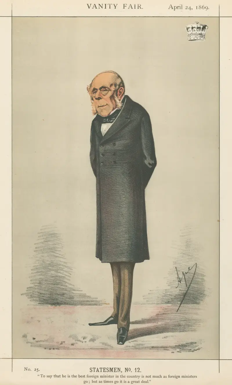 Politici – „Říci, že je nejlepším ministrem zahraničí v zemi, není mnoho, co se ministrů zahraničí týče…“ Hrabě z Clarendonu. 24. dubna 1869, Carlo Pellegrini