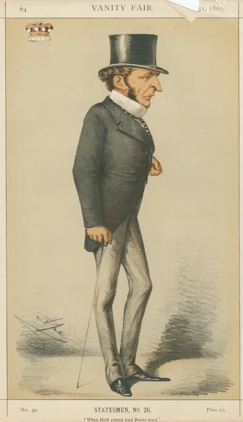 Politicians – ‘When Birth cannot lead Brains must’. Lord Cairns. July 31, 1869 av Carlo Pellegrini