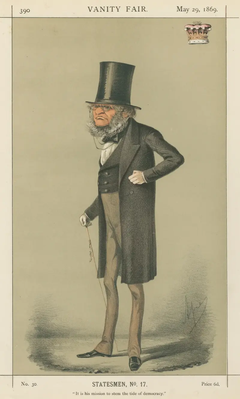 Prime Ministers – ‘It is his mission to stem the tide of democracy.’ The Earl of Derby. 29 May 1869 av Carlo Pellegrini