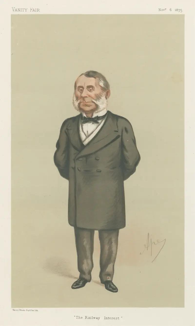 Järnvägstjänstemän; 'The Railway Interest', Sir Edward William Watkin, 6 november 1875 av Carlo Pellegrini