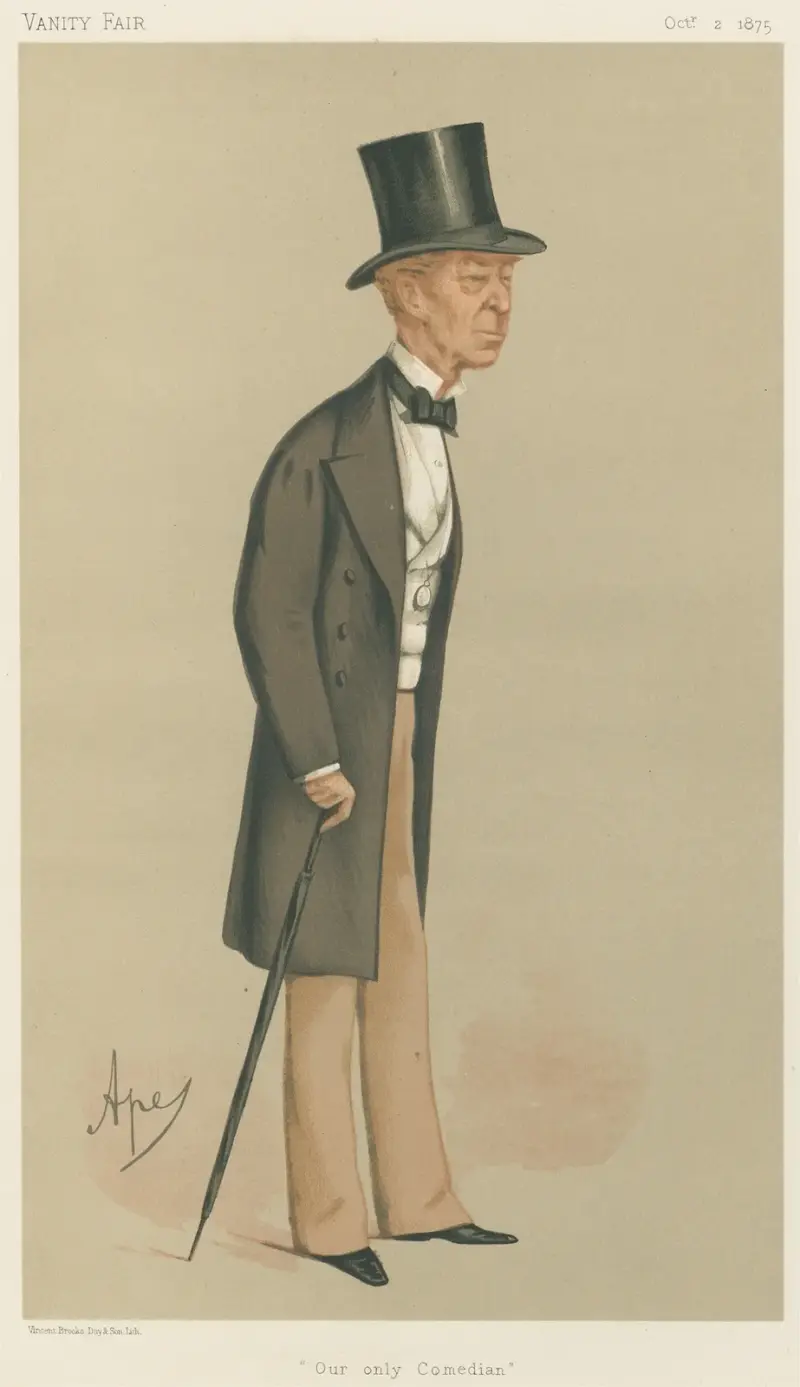 Theater; „Unser einziger Komiker“, Mr. Charles James Mathews, 2. Oktober 1875 von Carlo Pellegrini