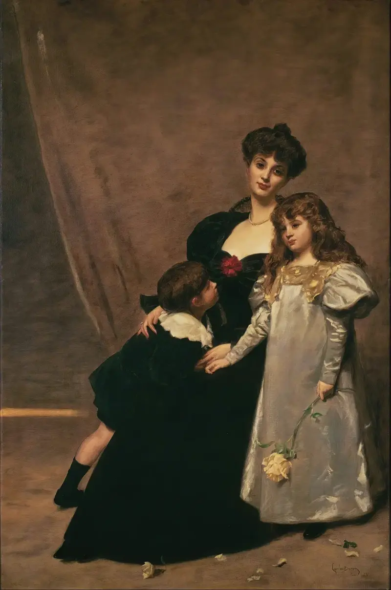 Mother and children (Madame Feydeau and her children) av Carolus-Duran
