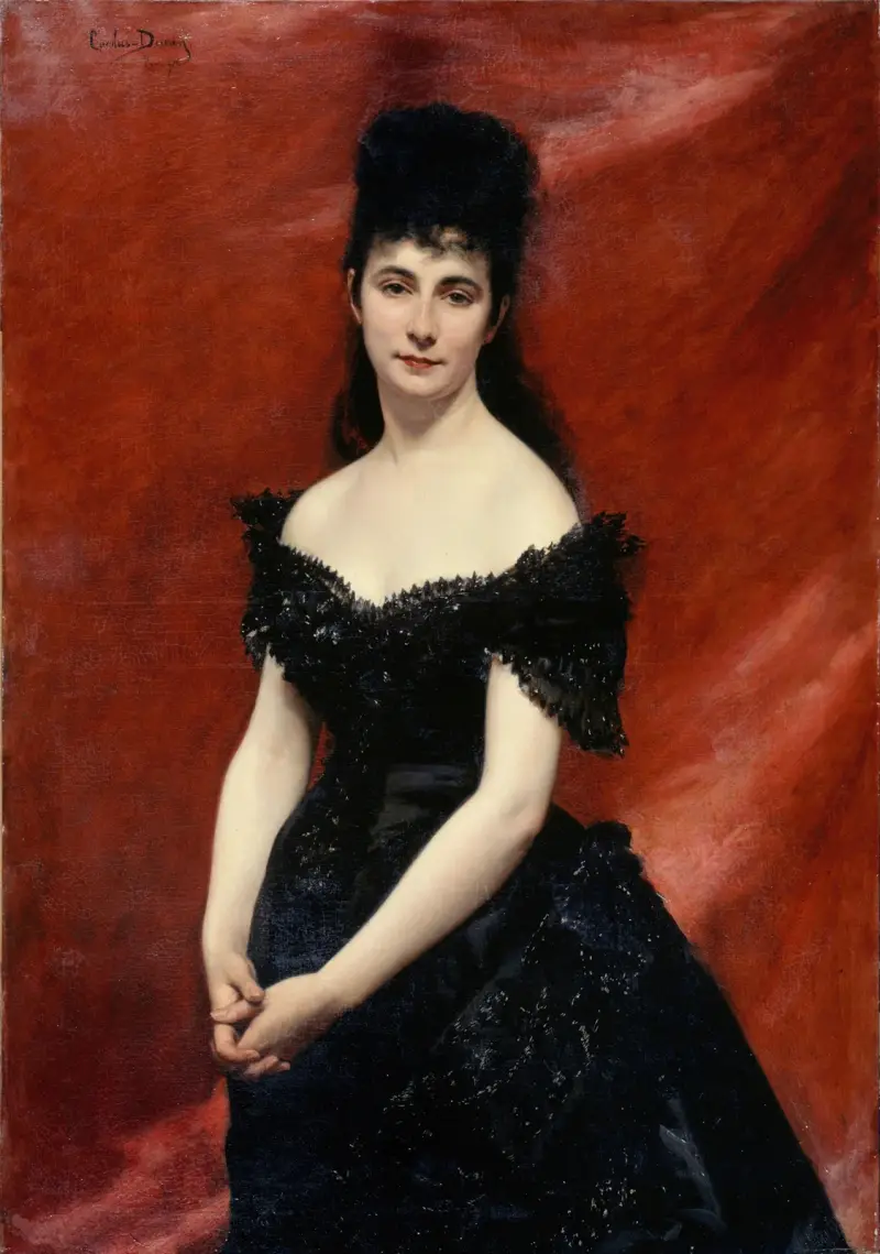 Portrait de Léonie Dufresne, baronne le Vavasseur, puis marquise de Vaucouleurs de Lanjamet av Carolus-Duran