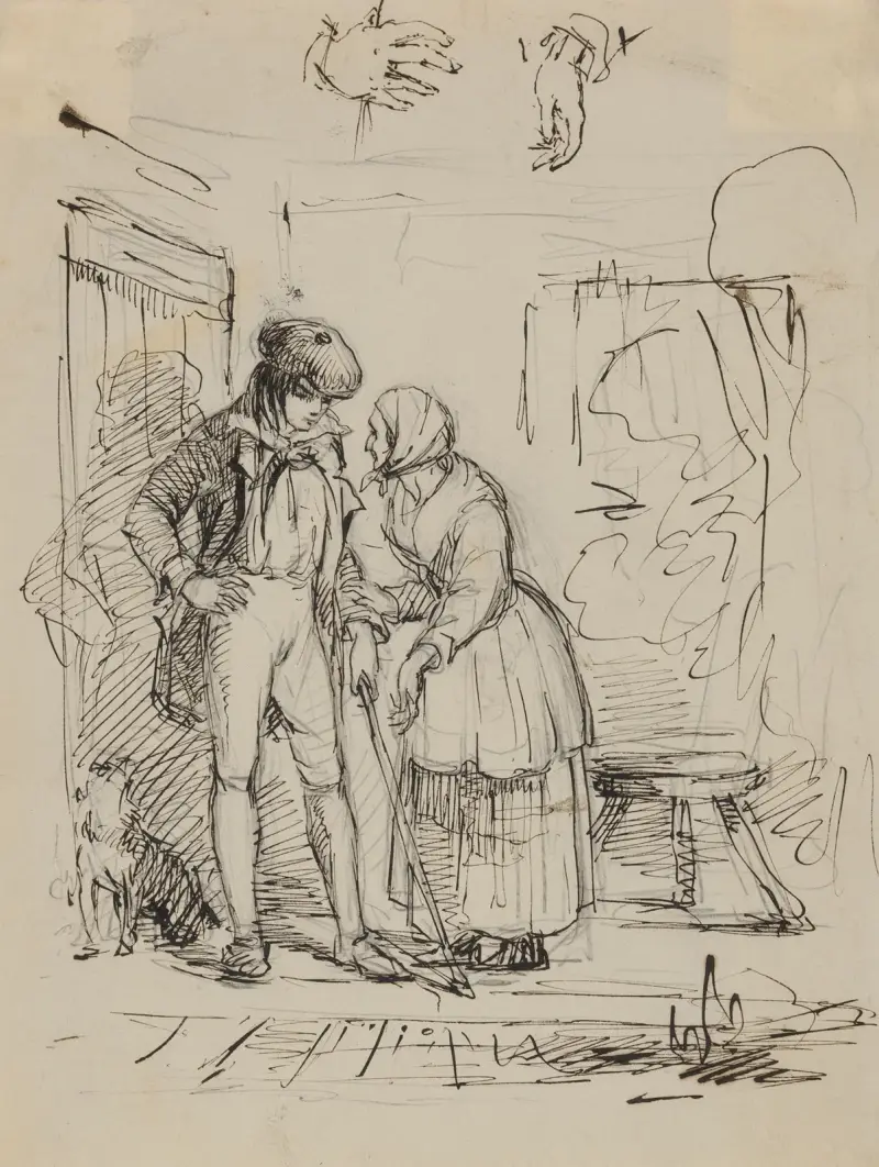En ung man och en äldre kvinna av Felix Octavius Carr Darley