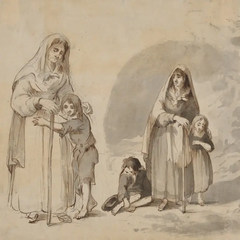 Tiggande kvinnor med barn av Felix Octavius Carr Darley