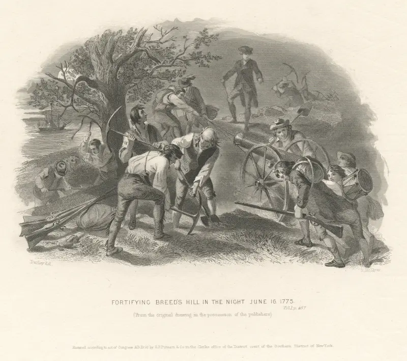 Befästandet av Breed's Hill natten till den 16 juni 1775 av Felix Octavius Carr Darley