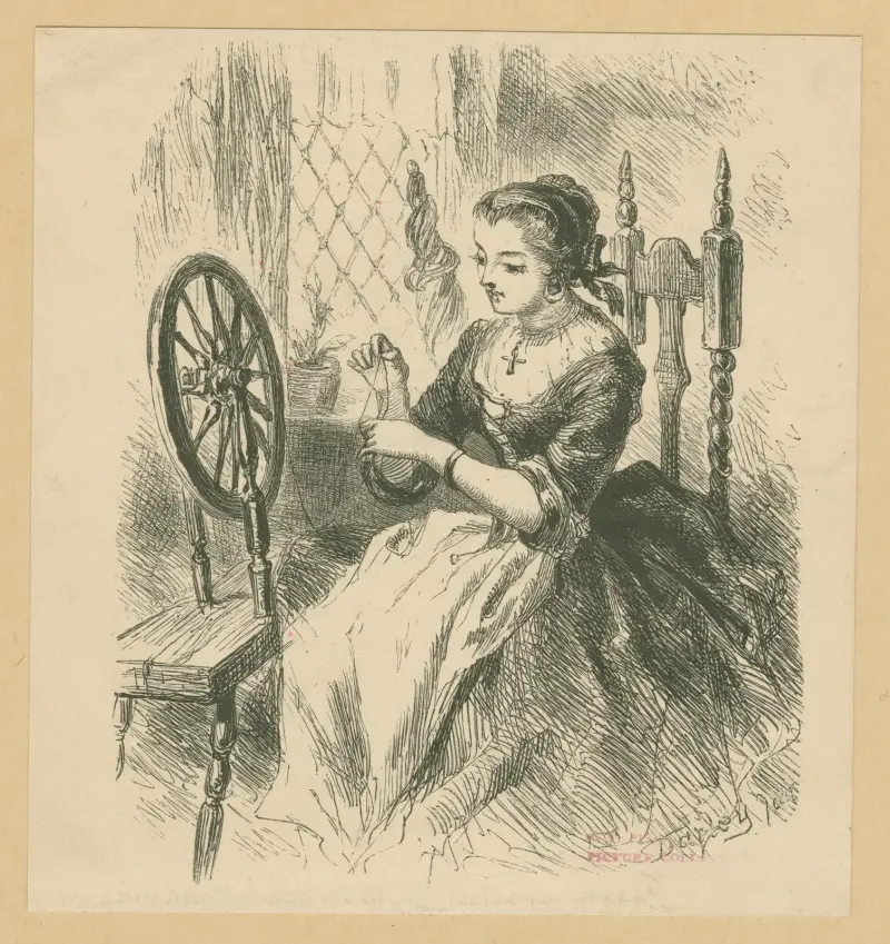Katrina at the spinning wheel av Felix Octavius Carr Darley