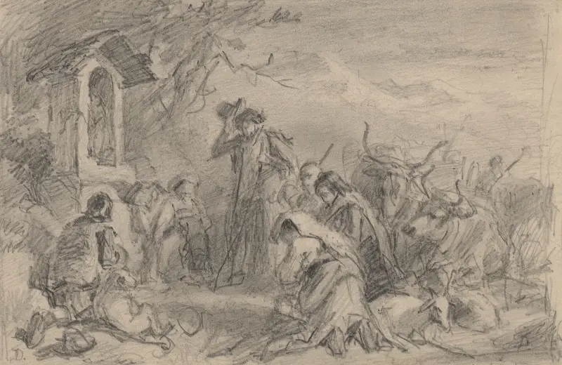 Bönder som knäböjer vid en helgedom av Felix Octavius Carr Darley