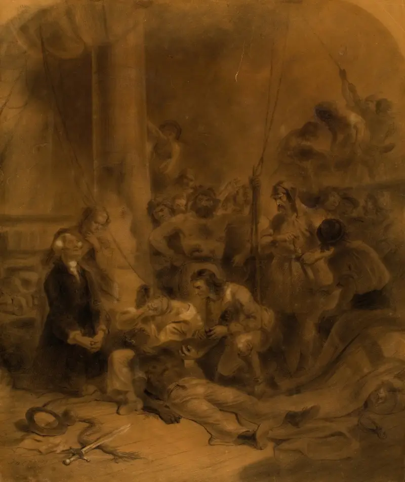 Scipios död, Den röde piraten av James Fenimore Cooper av Felix Octavius Carr Darley