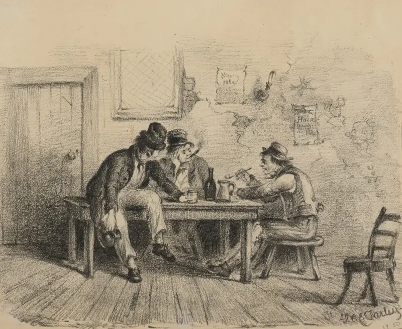 Drei Trinkende an einem Tisch von Felix Octavius Carr Darley
