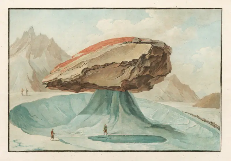Den stora stenen på Vorderaarglaciären, kantonen Bern, Oberhasli av Caspar Wolf