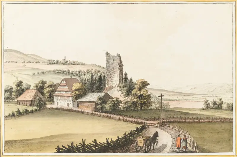 Le Chateau de Hunenberg dans le Canton de Zug av Caspar Wolf