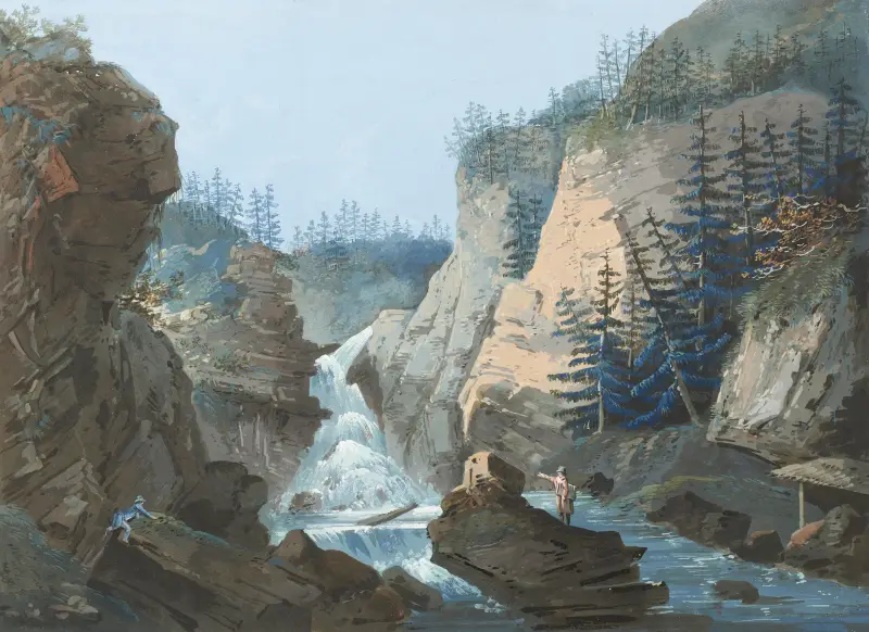 Schlucht mit Wasserfall, 1915 von Caspar Wolf