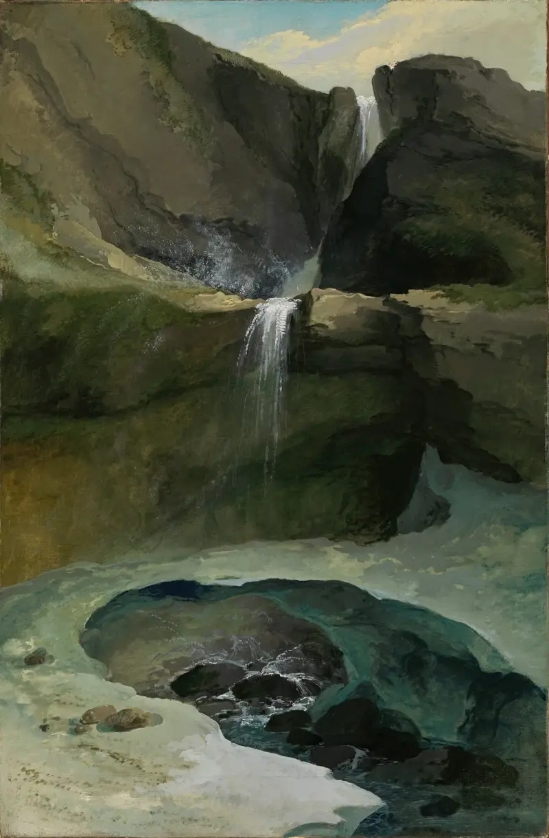 Der Geltenbachfall im Lauenental mit Eisbrücke von Caspar Wolf