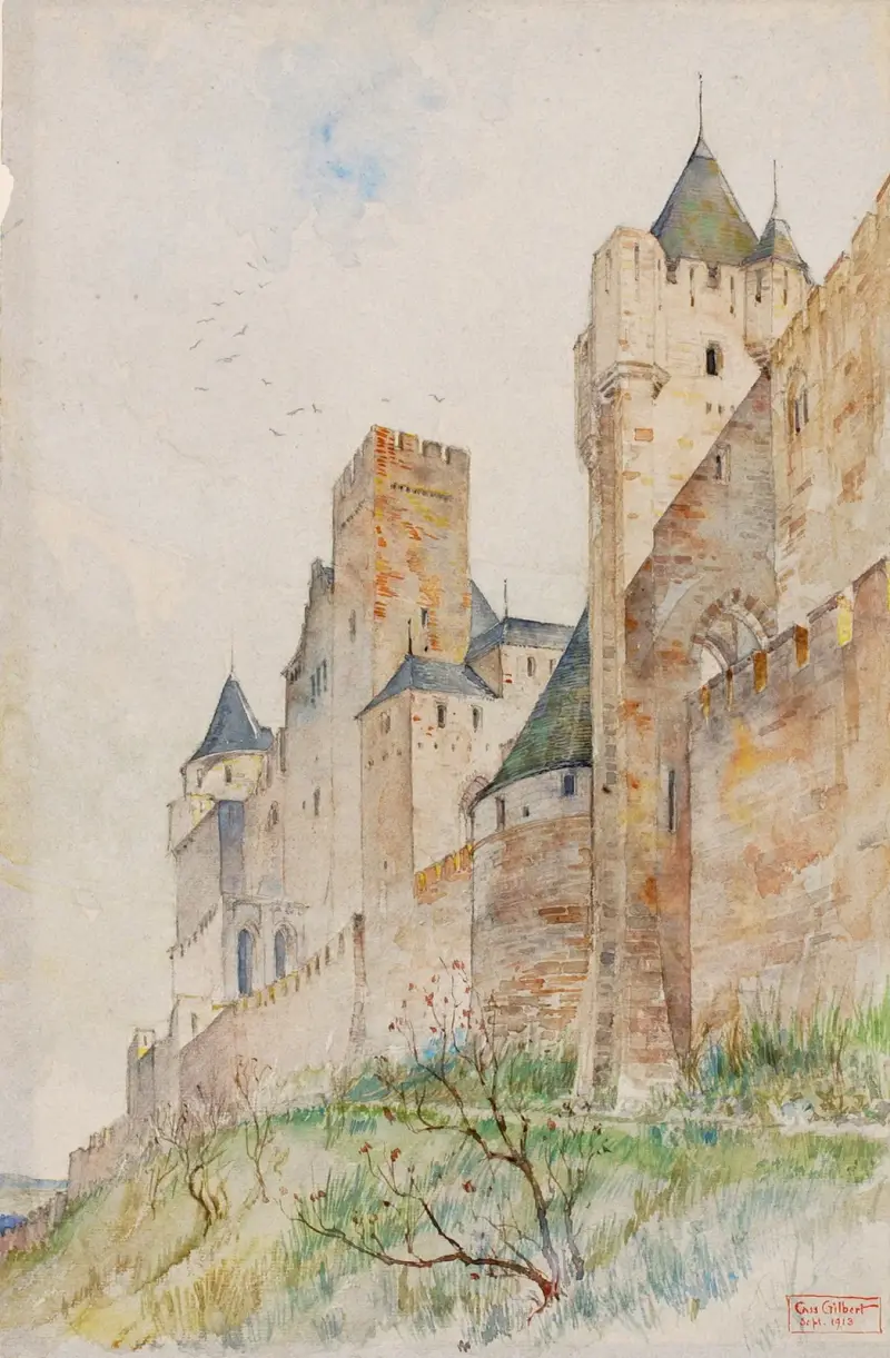 Battlements of Carcassonne, France av Cass Gilbert