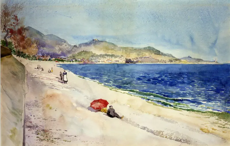 På stranden nedanför Promenade des Anglais, Nice, Frankrike av Cass Gilbert