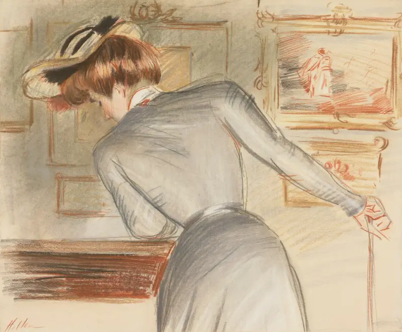 På Watteau-utställningen av Paul César Helleu