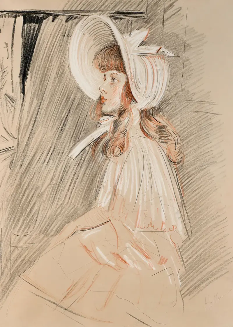 Flicka som tittar upp av Paul César Helleu