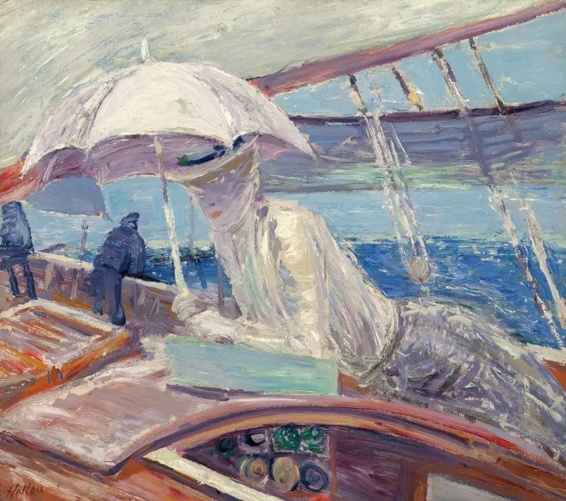 Madame Helleu ombord på yachten ”Bird” av Paul César Helleu