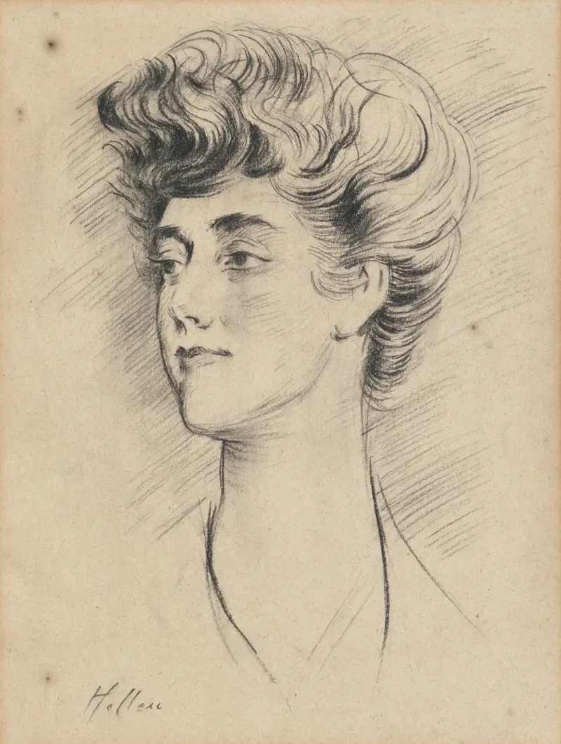 Portrait of Constance Herbert, second Marchioness of Ripon av Paul César Helleu